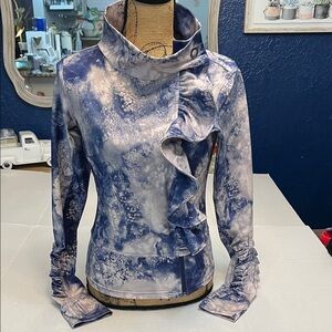 KARMA SAN SUU RUFFLE PURPLE TIE DYE ZIP JACKET WORKOUT SWEATSHIRT SIZE MEDIUM
